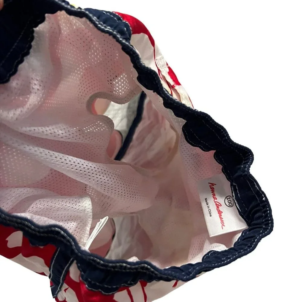 Hanna Andersson Sz 100 (4) Patriotic Hibiscus Floral Swim Trunks Shorts